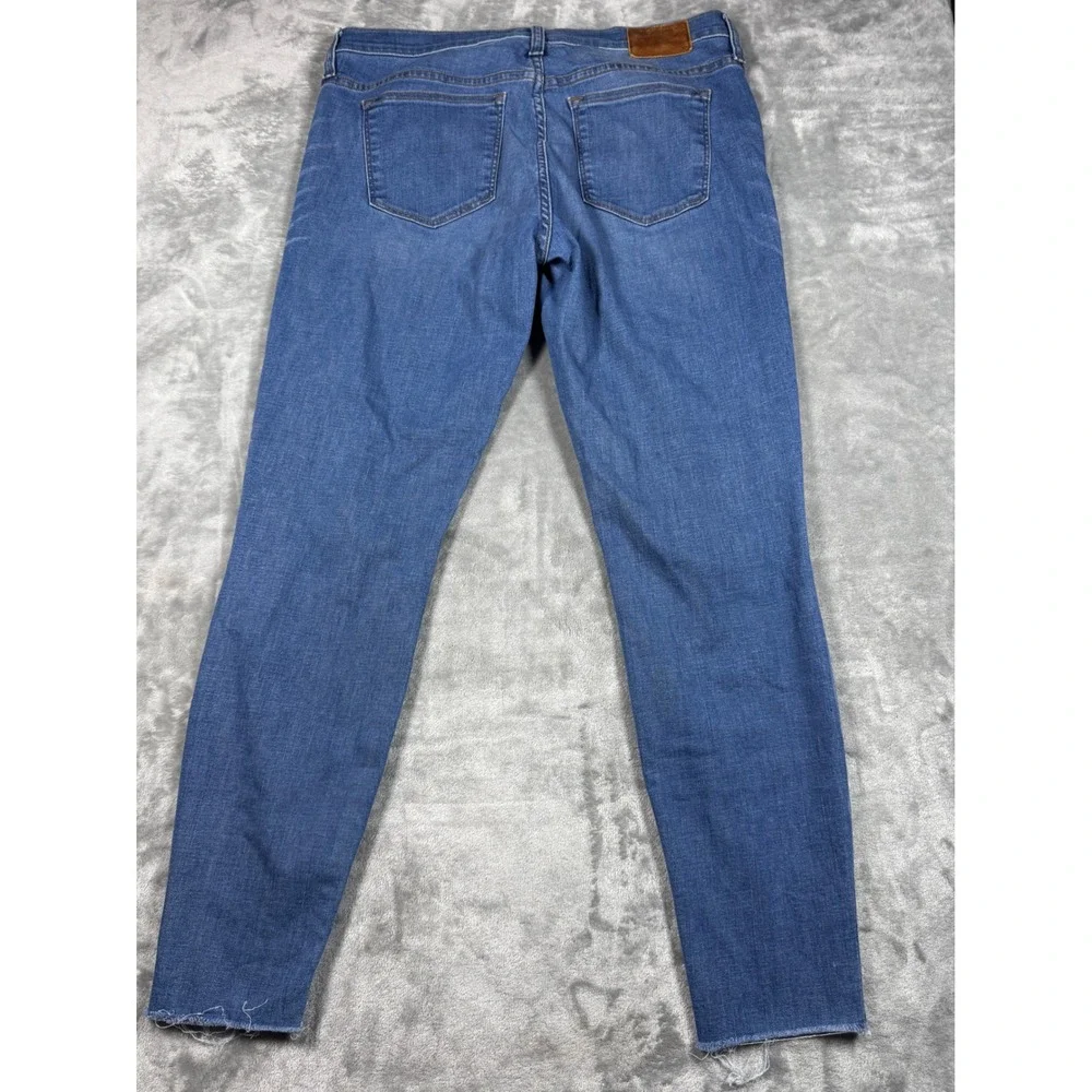 J.Crew Toothpick Jeans Womens Size 32 Distressed‎ Raw Hem Ripped Knee Blue